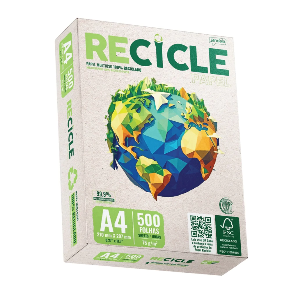 PAPEL SULFITE A4 75G RECICLE PAPEL UND (J...