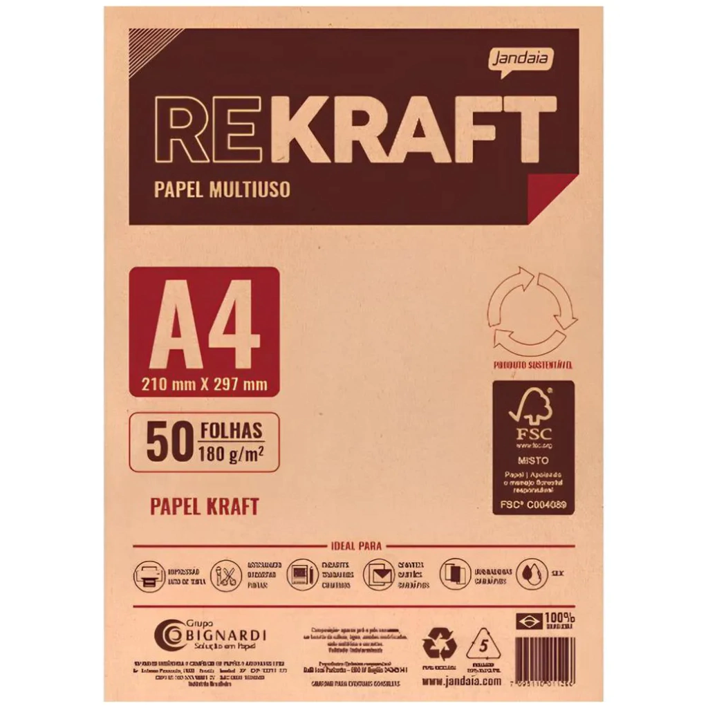 PAPEL KRAFT A4 180G PCT C/50F (JANDAIA)