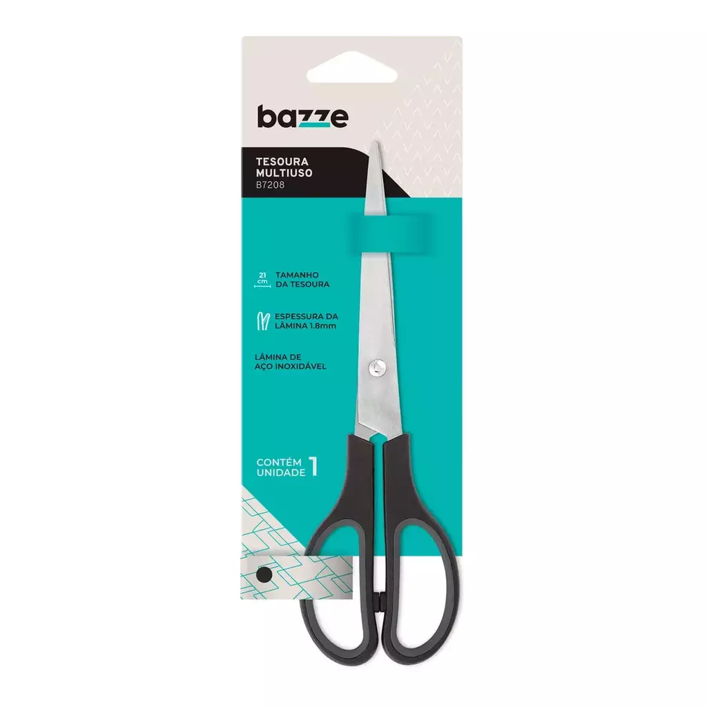 TESOURA MULT 21CM B7208 CART 1UN (BAZZE)